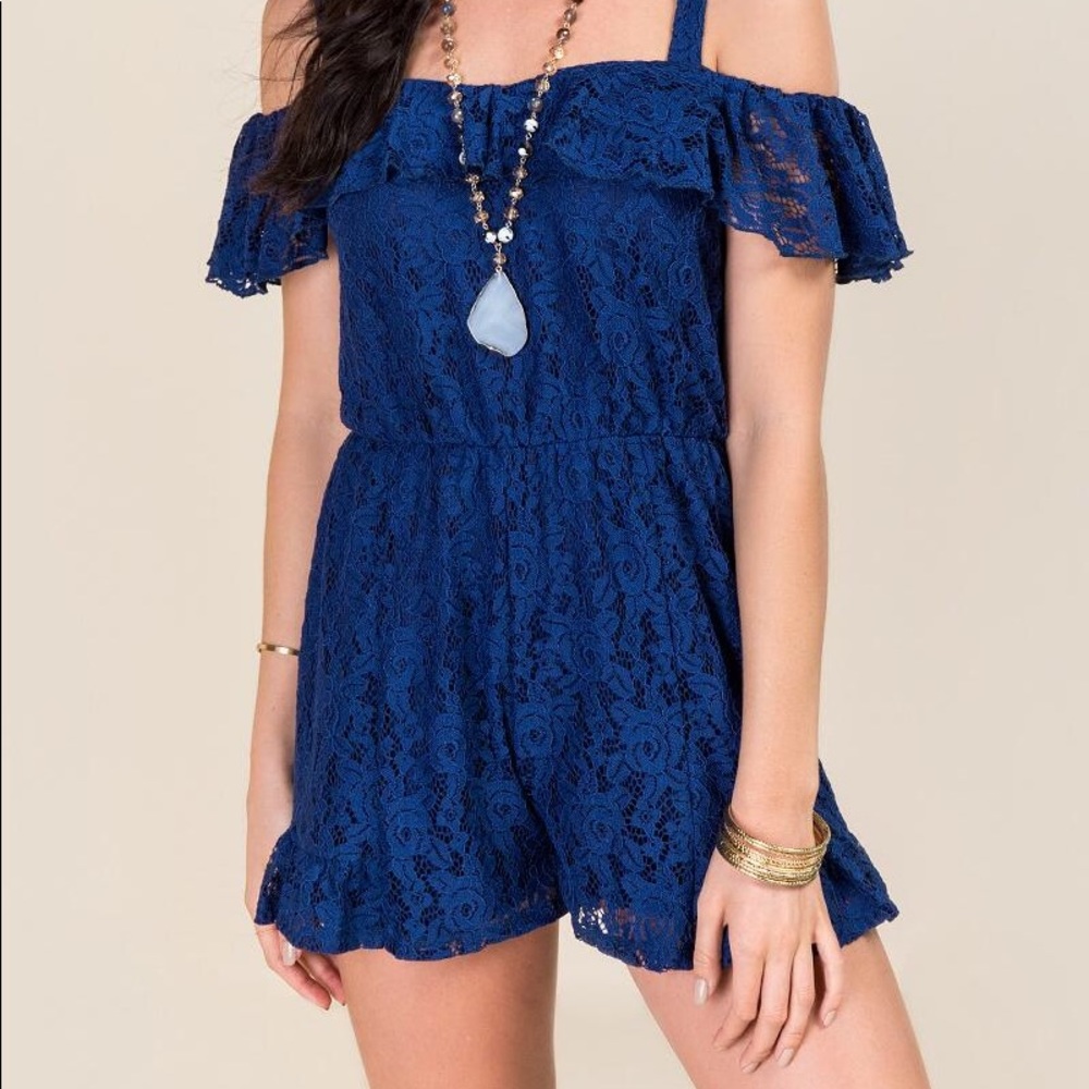 Francescas dark blue lace romper